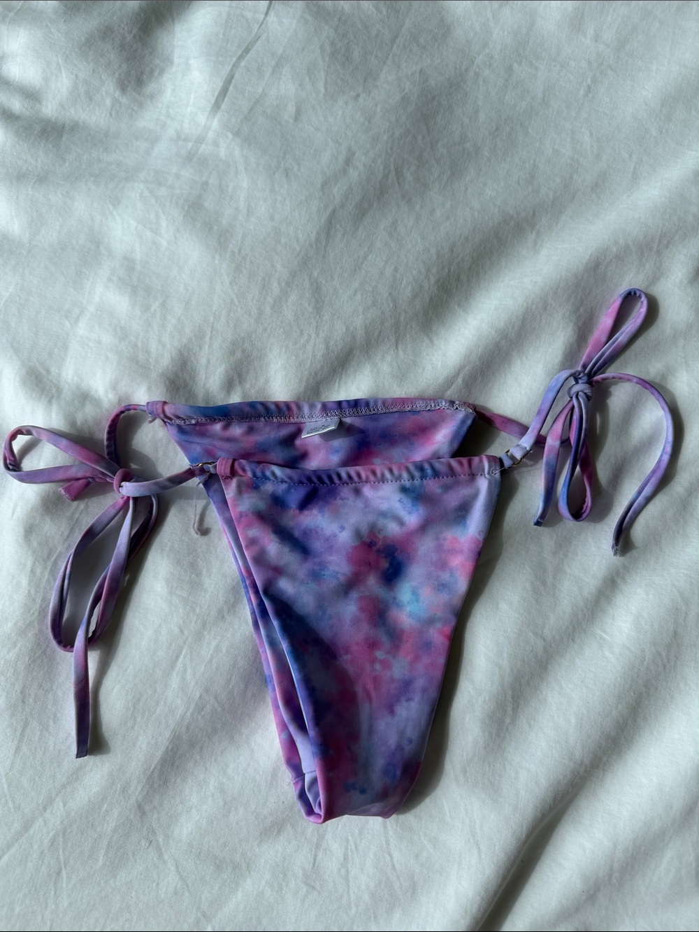 Tie-Side Bikini Bottoms in Lavender Pink Tie-Dye